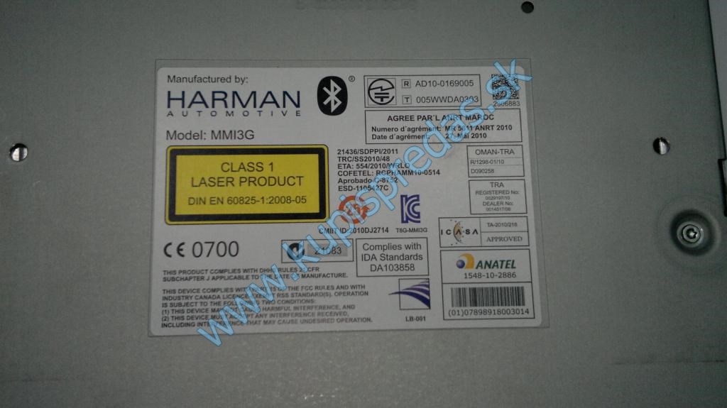 Multimediálny prehrávač SD SIM MMI 3G+  AUDI Q3 8U S-Line  